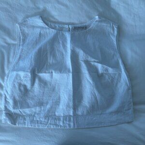 Abercrombie & Fitch Linen Blend Shell Top - White - Large